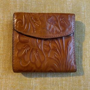 Patricia Nash Leather Bifold Wallet with attached coin purse